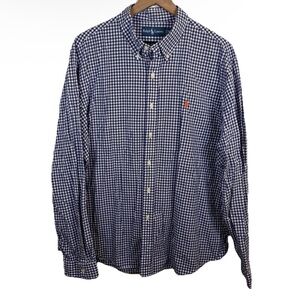Ralph Lauren Button Down Blue Gingham Check Size XXL Plaid Preppy Office Cotton